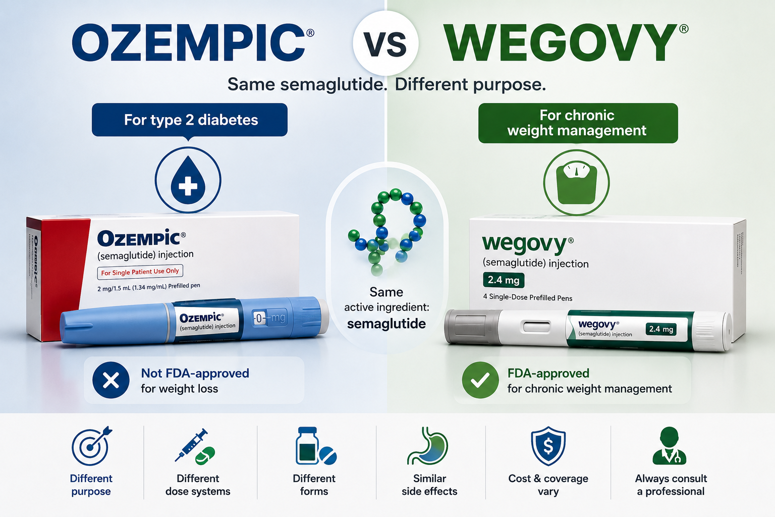 Ozempic vs Wegovy: Same Ingredient, Different Medical Context